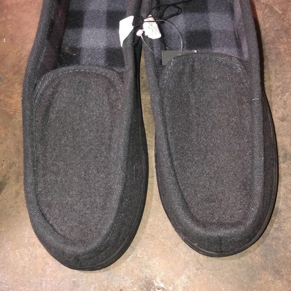 Open Trails Men’s Sz M (9-10) Gray Faux Wool Trapper Moccasin Hard Sole Slipper